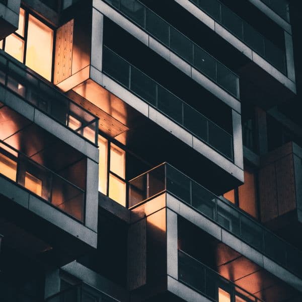 Residential strata building at night