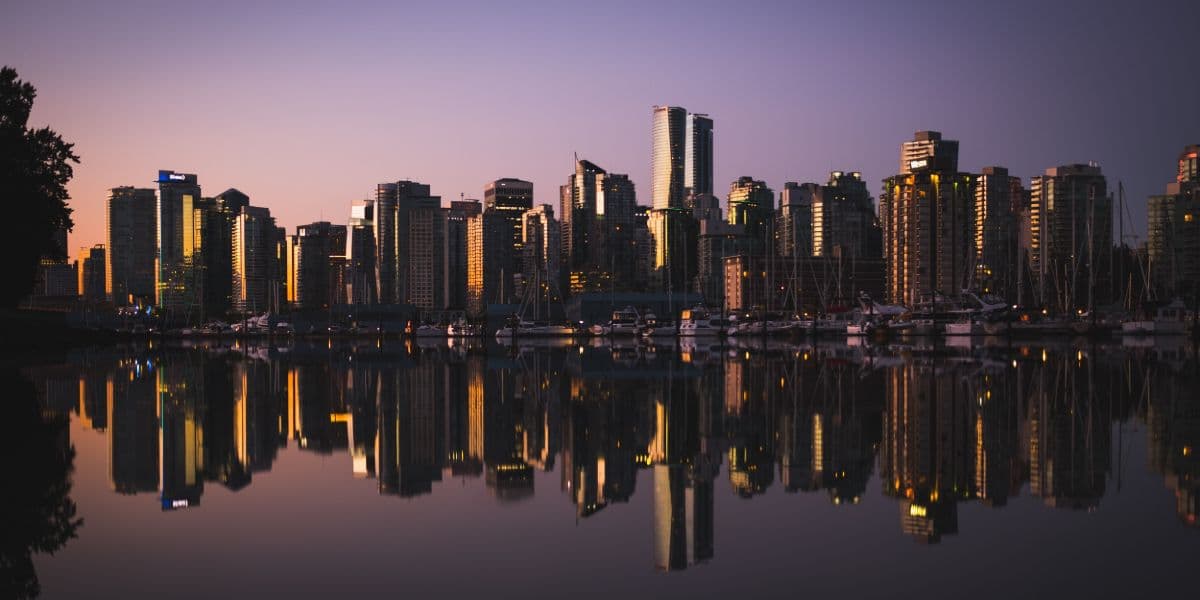 Vancouver skyline at dusk